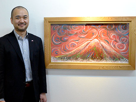 Exposição de pintura do pintor Shinpei Inoue na Galeria Hirosaki - Continue a desenhar o Monte Iwaki vermelho