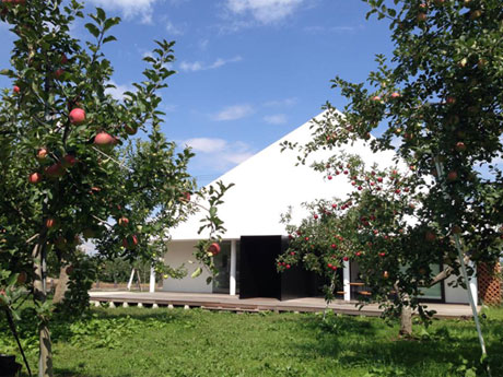 Ateliers événementiels de club et coins gastronomiques dans les champs de pommes d'Hirosaki