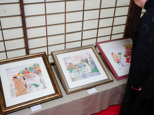 "Exposition Kojima Isao" au sanctuaire d'Aomori Dessins originaux de kappa et du château d'Hirosaki