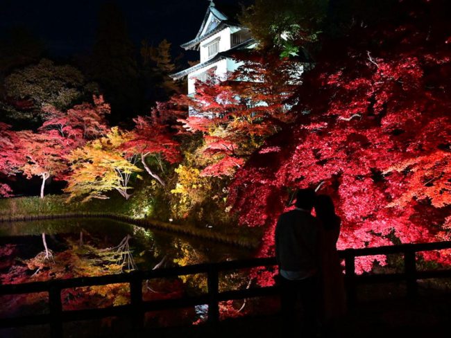 弘前公園賞紅葉的最佳時間點燈