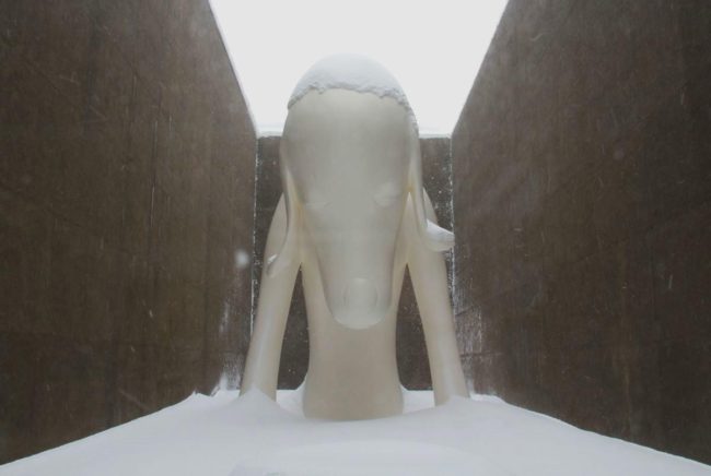 아오모리 현립 미술관·겨울의 풍물시 “눈의 모자를 얹은 아오모리 개” 라이브 전달도